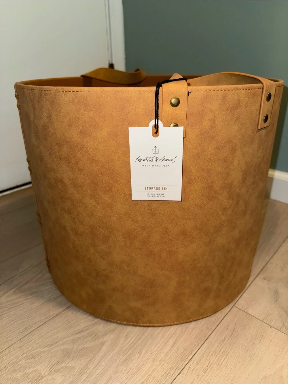 Large Faux Leather Storage Bin - Hearth & Hand with Magnolia NWT